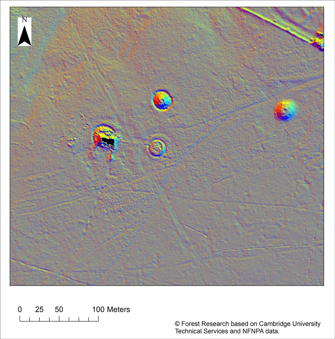 LiDAR image of Bronze Age barrows